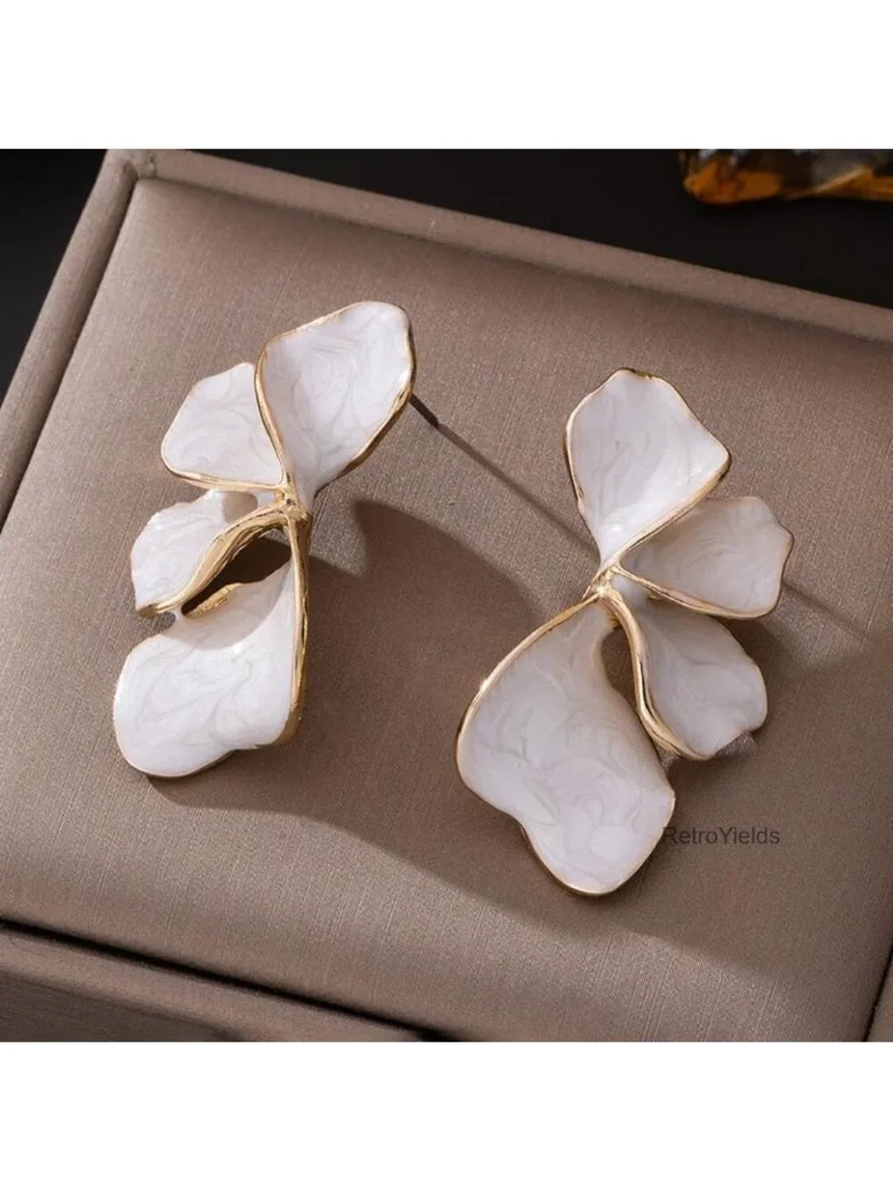 Chunky Large Flower Leaf Drop Dangle Earrings for Women Statement Jewelry